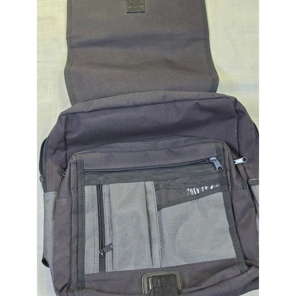 Leeds Sirius Computer Solutions Laptop Backpack Black Gray Canvas Tech Bag